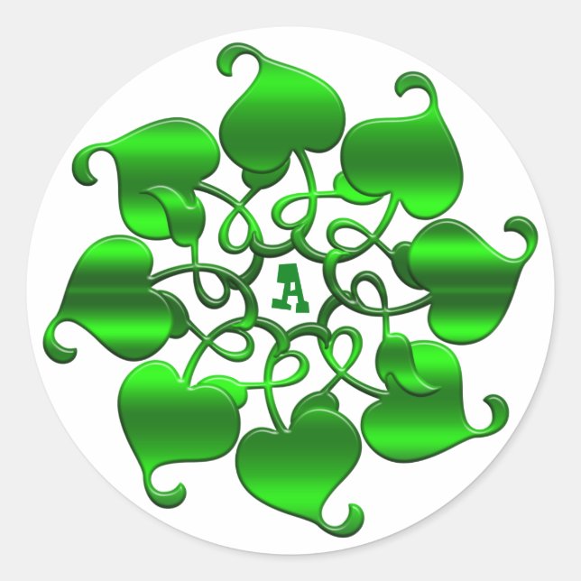circle green leaves mandala. classic round sticker (Front)