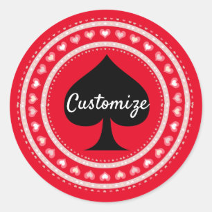 Circle Hearts Black Spades Thunder_Cove Classic Round Sticker