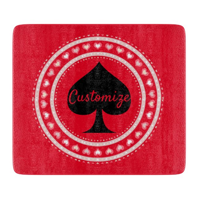 Circle Hearts Black Spades Thunder_Cove Cutting Board (Front)