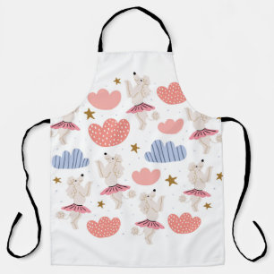 Circle illustration with cute poodle dogs in cute apron