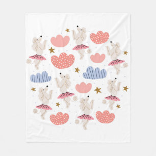 Circle illustration with cute poodle dogs in cute fleece blanket