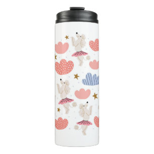 Circle illustration with cute poodle dogs in cute thermal tumbler