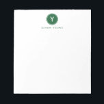Circle Initial Monogram, Dark Green Personalised Notepad<br><div class="desc">This modern notepad features a circle and your initial monogram,  along with your name. Add your personalisation using the template form. To change the font,  style,  colour or layout,  select the option to "customise further".</div>