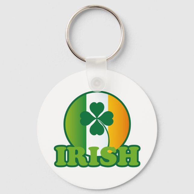Circle Irish Flag St. Patrick's Design Key Ring (Front)