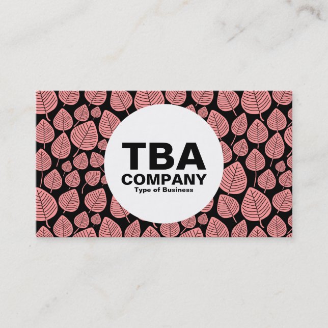 Circle - Leaves - Soft Pink on Black Business Card (Front)