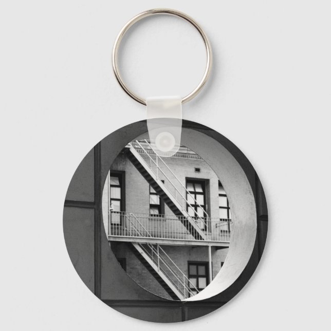 Circle & Lines Architecture Black and White Photo Key Ring (Front)