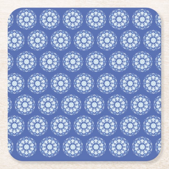 Circle Mandala Pattern  Square Paper Coaster (Front)