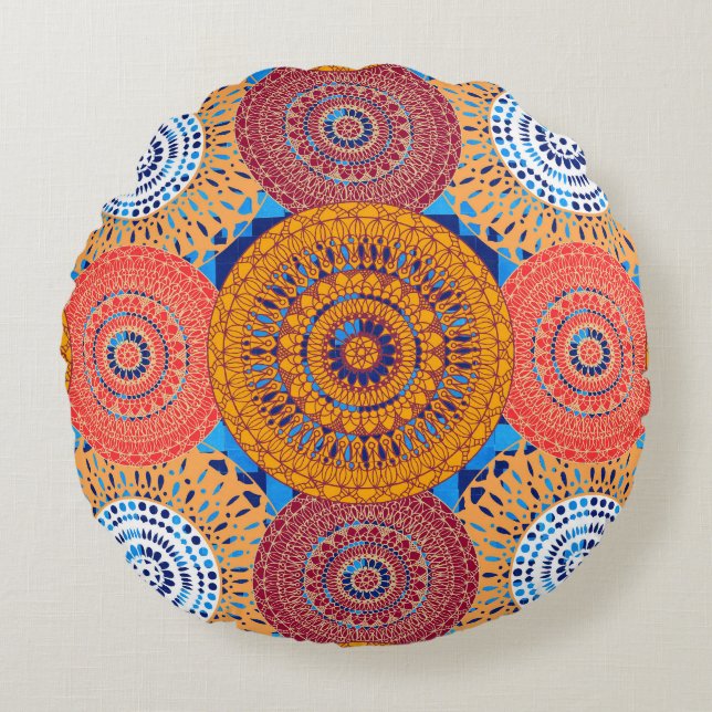 Circle Mandalas Round Cushion (Front)