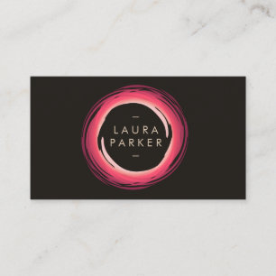 Circle Modern Watercolor Red Grey Professional Business Card