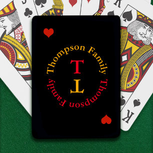 circle monogram family love playing cards
