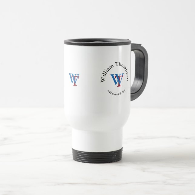 circle monogram - personalised promo logo travel mug (Front Right)