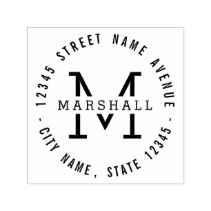 Circle Monogram Personalised Rubber Stamp