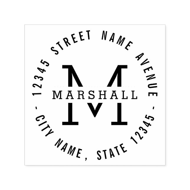 Circle Monogram Personalised Rubber Stamp (Design)