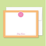 Circle Monogram Preppy Pink & Orange Sherbet Card<br><div class="desc">This girly design features a simple border with a circle at the top containing a monogram initial and space for a name/text on the bottom. Click the customise button if you would like to adjust the design elements and/or further modify the text! Variations of this design, additional colours, as well...</div>