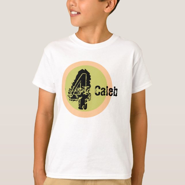 Circle Name and Age 4th Birthday Tshirt (Front)