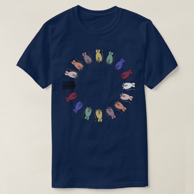 Circle of Balanced Rainbow Cats T-Shirt (Design Front)