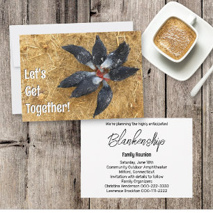 Circle of Black & White Chickens Eating Watermelon Invitation