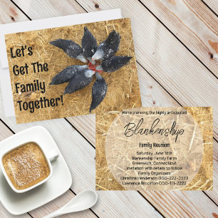 Circle of Black & White Chickens Eating Watermelon Invitation