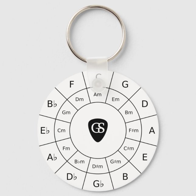 Circle Of Fifths - Black Music Theory Graphic Key Ring (Front)