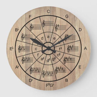 Circle of fifths brown colour musicians large clock