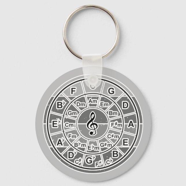 Circle Of Fifths Round Keychain (Front)
