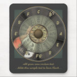 Circle Of Fifths - Vintage Guitar Personalised Mouse Mat<br><div class="desc">This unique retro style circle of fifths design is an eye catching way to learn your music theory! Featuring the major keys, major triads and their relative minors, this useful information is set against a backdrop of a vintage guitar and vinyl record illustration. A functional and educational gift for any...</div>
