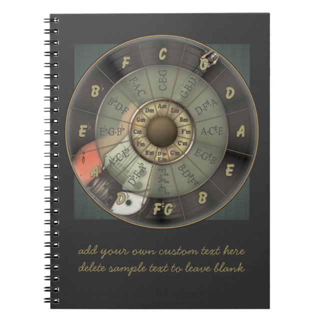 Circle Of Fifths - Vintage Guitar Personalised Notebook (Front)