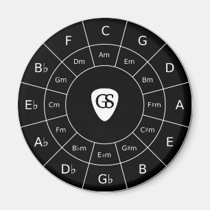 Circle Of Fifths - White Design for Musicians Magn Magnet