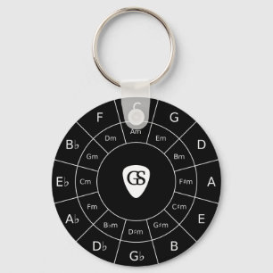 Circle Of Fifths - White Music Theory Graphic Key Ring