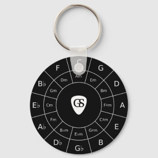 Circle Of Fifths - White Music Theory Graphic Keyc Key Ring