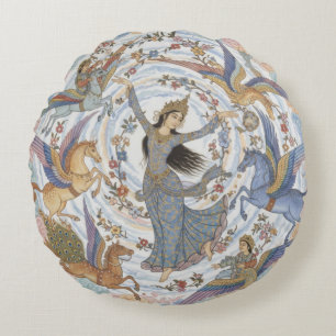 Circle of Flight and Bloom Round Cushion
