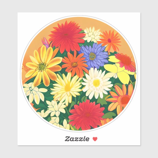 Circle of Flowers, Coloured Daisies and Asters (Sheet)