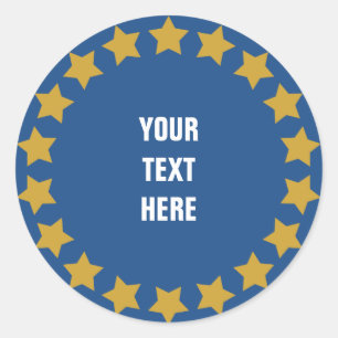 Circle of gold stars custom text & background classic round sticker