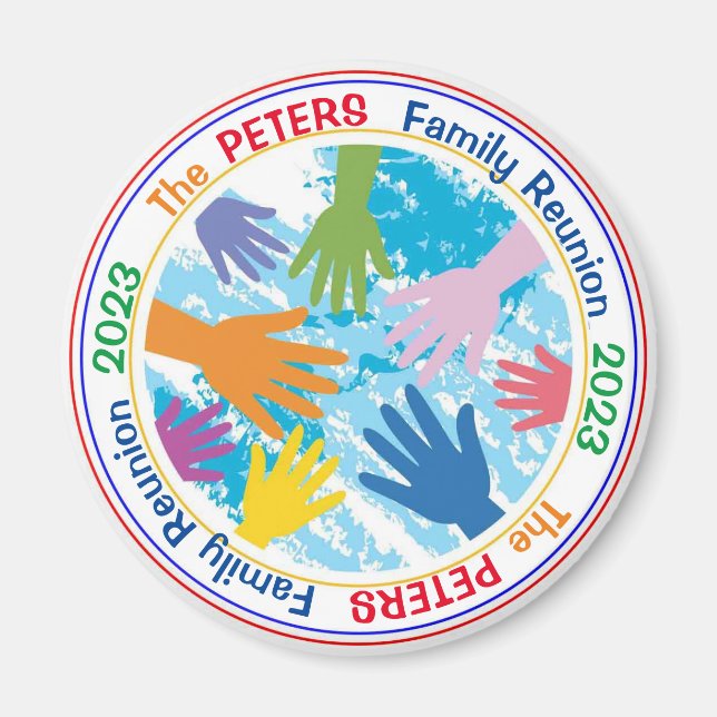 Circle of hands family reunion magnet (Front)