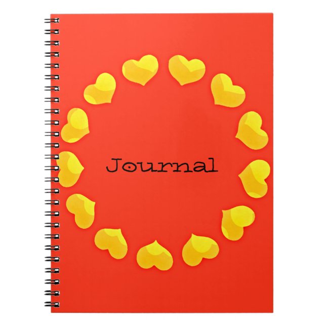 Circle of Hearts Orange Yellow Journal Notebook (Front)