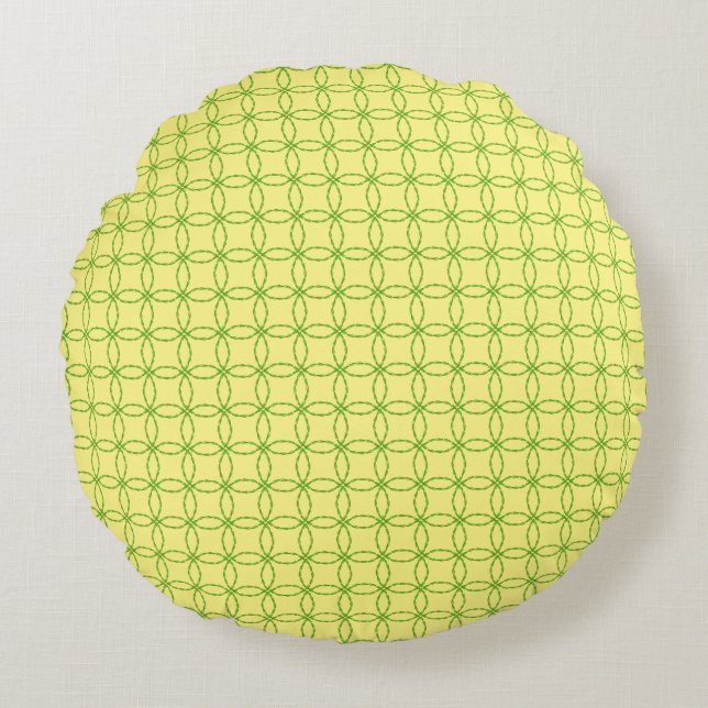 Circle of Leaves by Kenneth Yoncich Round Cushion (Front)