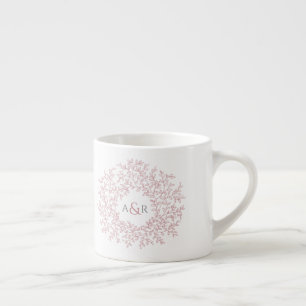 Circle of leaves pink blush wedding gift monograms espresso cup
