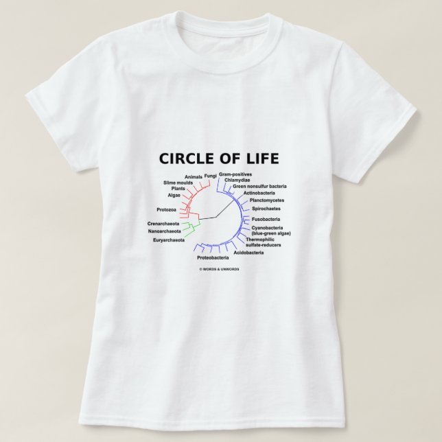 Circle Of Life (Circular Phylogenetic Tree) T-Shirt (Design Front)