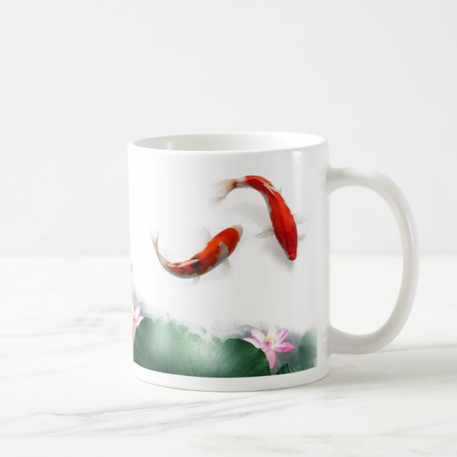 Circle of Life Oriental Zen Feng Shui Koi & Lotus Coffee Mug (Right)