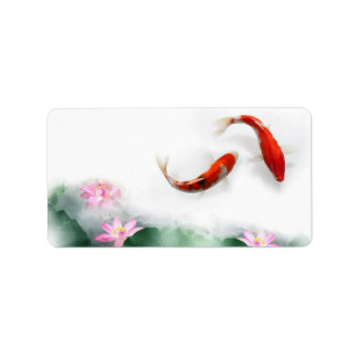 Circle of Life Oriental Zen Feng Shui Koi & Lotus Label