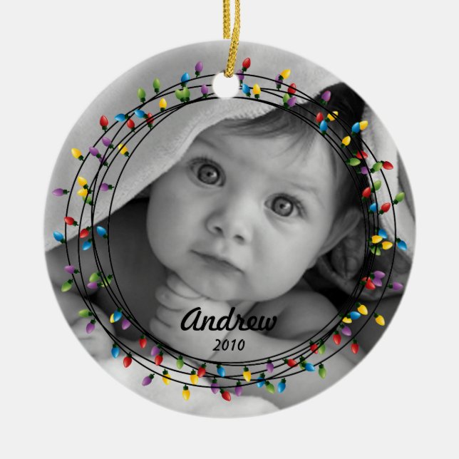 Circle of Lights Photo Christmas Ornament (Front)