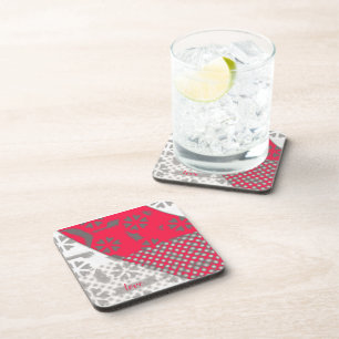 Circle of Love Heart Design-Tangerine Coaster