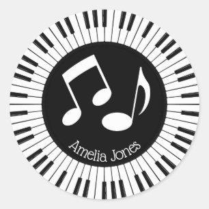 Circle of Piano Keys Design Classic Round Sticker