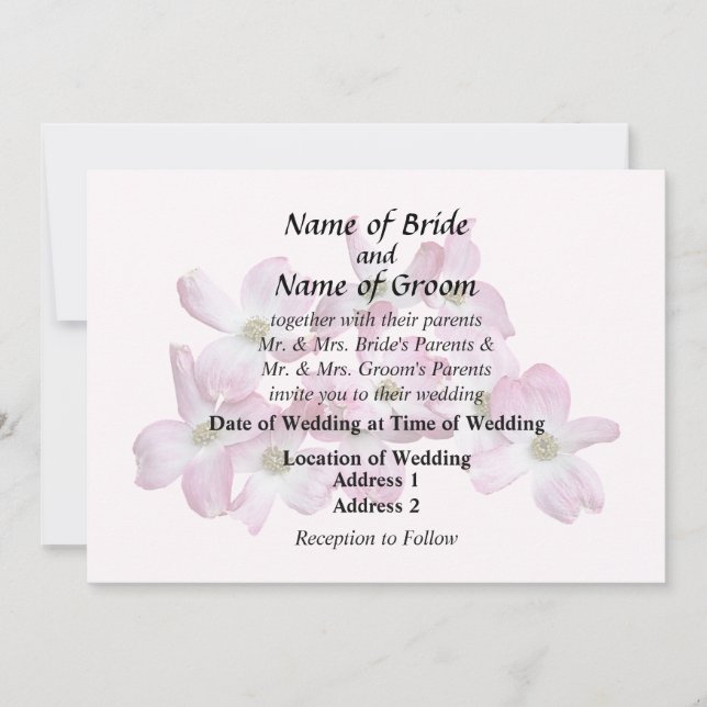 Circle of Pink Dogwood Invitation (Front)