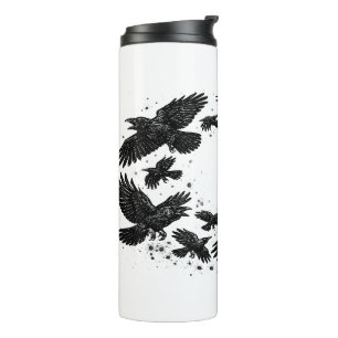 Circle of Ravens – Haunted Ink Illustration Thermal Tumbler