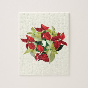 Circle of Red and Yellow Poinsettias Jigsaw Puzzle