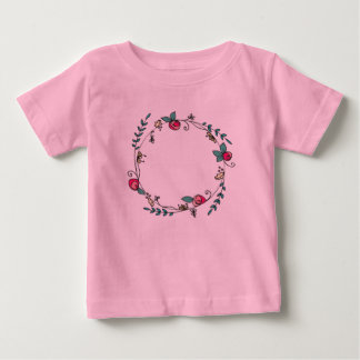 Circle of Rosebuds on Pink  Tutu Baby T-Shirt