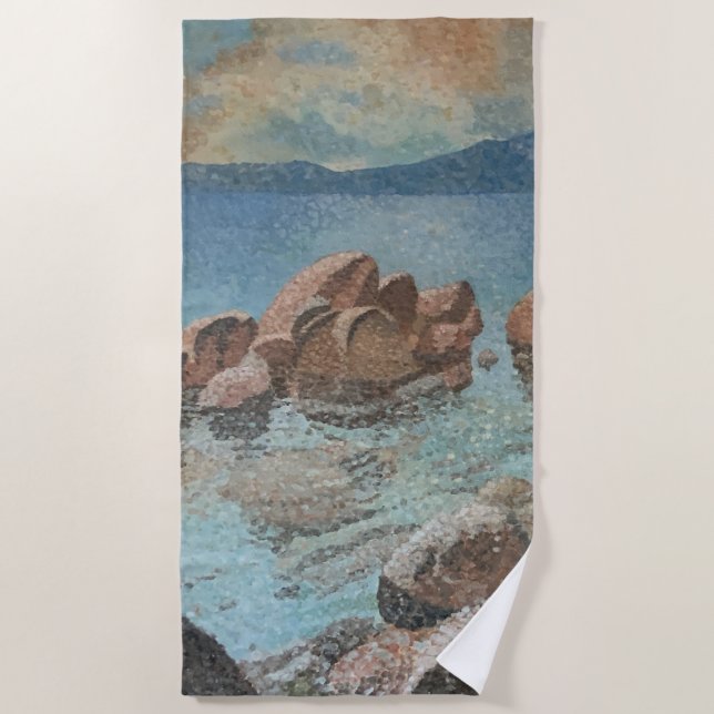 Circle of Stones Lake Tahoe Impressionism Beach Towel (Front)