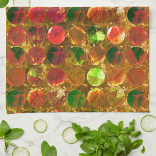 Circle of texture on rough orange tea towel