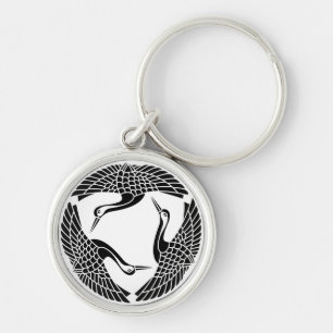 Circle of three cranes key ring